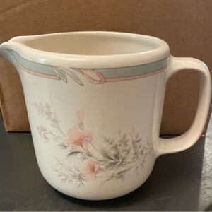 Deerfield by Norataki Floral Cream and Blue Ceramic gravy pitcher​